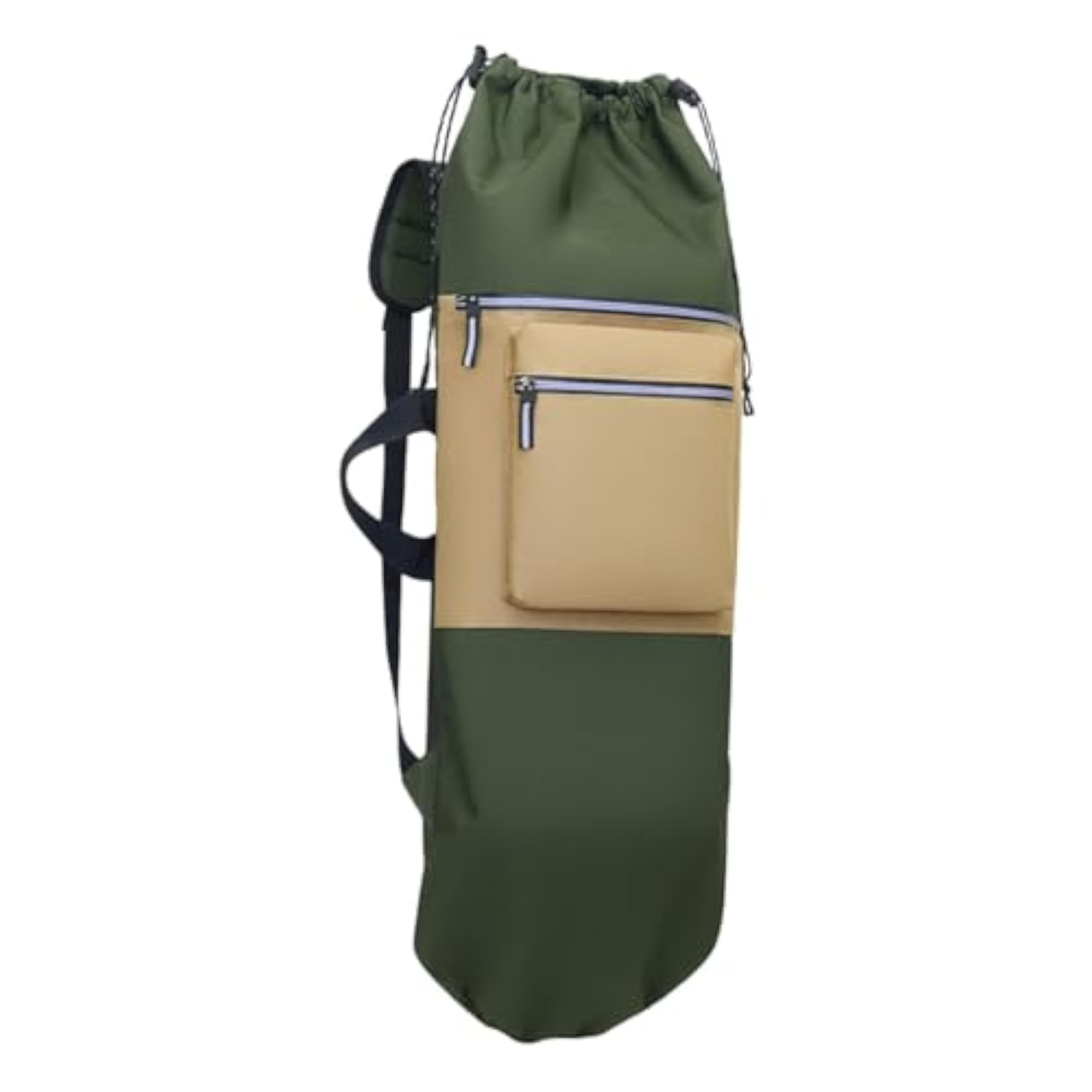 Drawstring Closure Skateboard Backpack for Outdoor Activities, Dark Green